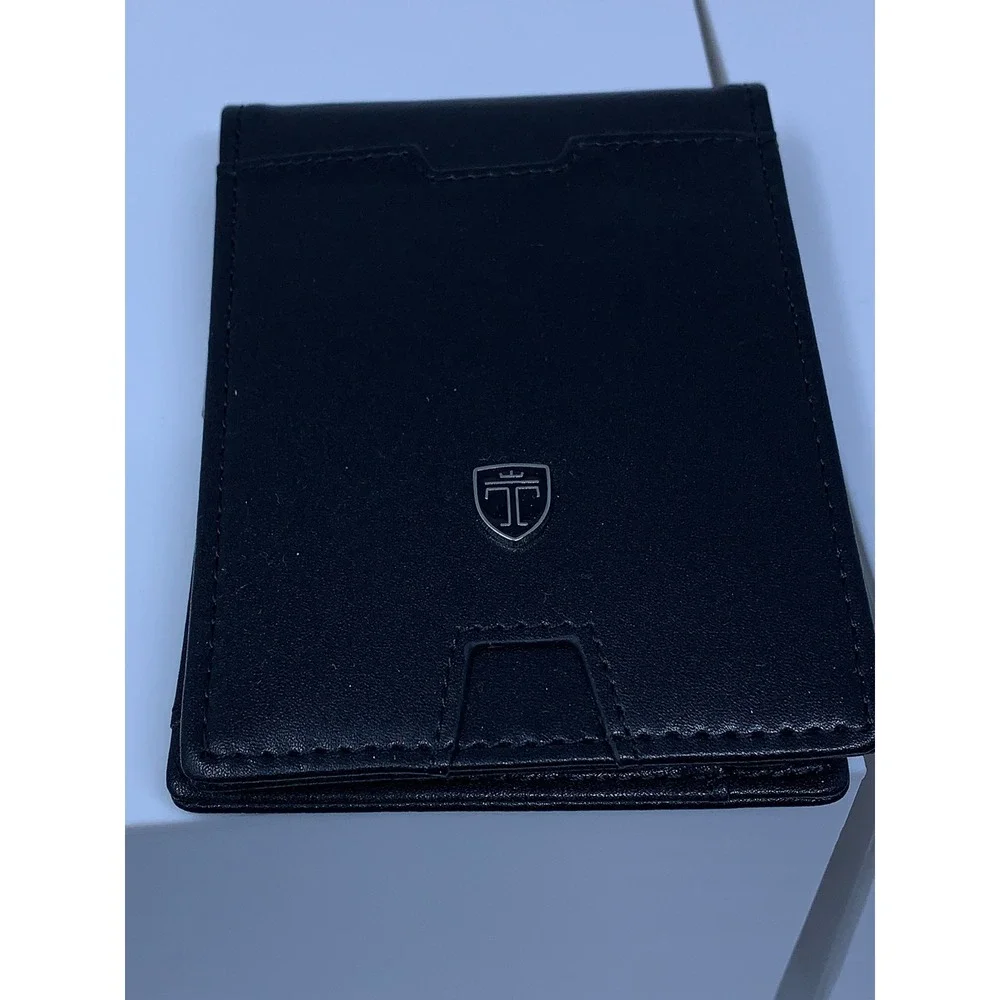 Travando Mens OS Black RFID Blocking Slim Bifold Money Clip Wallet New